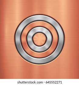 Bronze Metal abstract technology background with circle for and polished, brushed texture. Vector illustration.