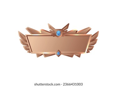 Bronze metal banner, vector illustration for game and ui design, isolated on white background. Simple flat menu element in cartoon style for interface. Medieval button, oblong frame.