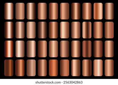 Bronze metal glossy gradient set. Bronze gradients collection