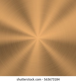 Bronze metal technology background with polished, brushed circular texture, chrome, silver, steel, copper, rust for design concepts, web, posters, wallpapers, prints. Vector illustration.