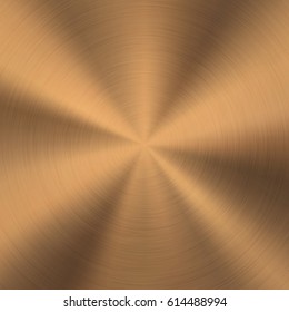 Bronze metal technology background with polished, brushed circular texture, chrome, silver, steel, copper, rust for design concepts, web, posters, wallpapers and prints. Vector illustration.