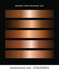 Bronze metallic gradient set graphic element. Five horizontal rectangular bars displaying shiny copper color transitions against a black background.