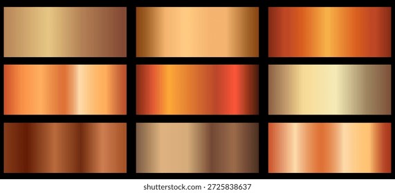bronze metallic gradient for text design and bulletin boards, infographics. Metallic bronze gradient. bronze palette.