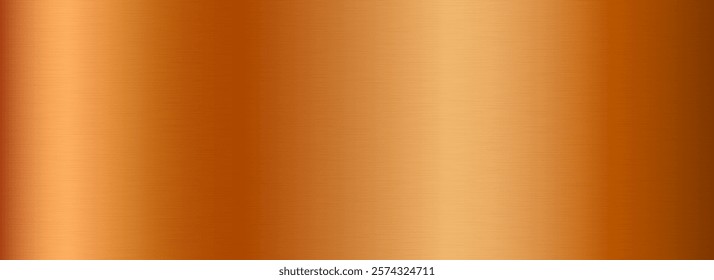 Bronze metallic gradient texture. Brass metal foil background. Wide shiny brown sheet for label, plate, sign, tag, print. Copper textured material surface. Vector backdrop