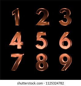 Bronze numbers. Vector illustration EPS10