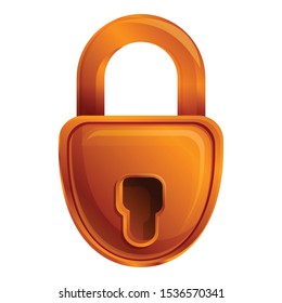 Bronze padlock icon. Cartoon of bronze padlock vector icon for web design isolated on white background