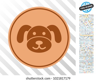 Bronze Puppycoin icon with 7 hundred bonus bitcoin mining and blockchain icons. Vector illustration style is flat iconic symbols designed for bitcoin software.