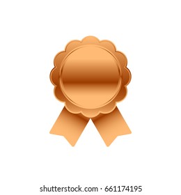 Bronze ribbon. Shine effect vector.
