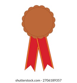 Bronze rosette badge with red ribbons blank template for award design