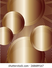 Bronze round banners of different sizes with grid design for text message