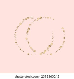 Fondo rosa brillante redondo de bronce. Aniversario Del Fondo Polvo. Cartel del vector punto amarillo. Invitación transparente circular.