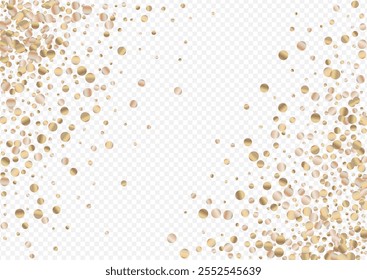 Bronze Sequin Light Transparent Background. Bridal Rain Design. Gold Round Luxury Pattern. Confetti Anniversary Postcard.