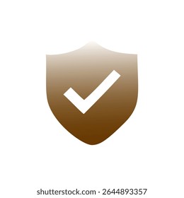 Ícone de escudo de bronze. Símbolo da marca de seleção. Vetor de segurança de proteção. Emblema de insígnia de aprovação.
