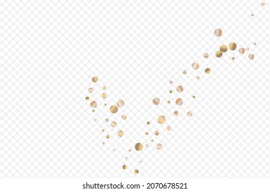 Bronze Shine Abstract Transparent Background. Paper Circle Illustration. Yellow Round Anniversary Background. Polka Effect Pattern.