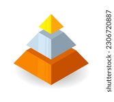 Bronze Silver Gold isometric pyramid diagram. Clipart image