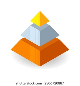 Bronze Silver Gold isometric pyramid diagram. Clipart image