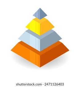 Bronze Silver Gold Platinum isometric pyramid diagram. Clipart image