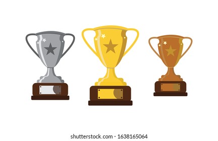 bronze silver and gold trophy