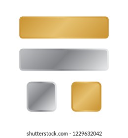 Bronze, silver and golden banners. Metal gold plate vector vintage