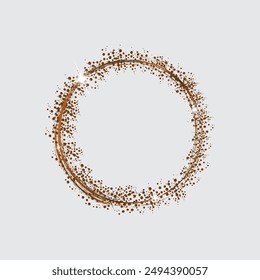 Bronze sparkling ring with white spark.glitter effect vector.