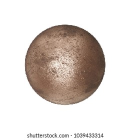 Bronze sphere. Isolated on white background. Vector illustration. Halftone style.