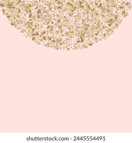 Bronze Splash Happy Pink Background. Rich Sequin Wallpaper. Yellow Sparkle Christmas Backdrop. Rain Falling Card.