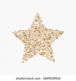 Bronze Splash Luxury Transparent Background. Festive Round Invitation. Gold Rain Vector Background. Sequin Golden Banner.