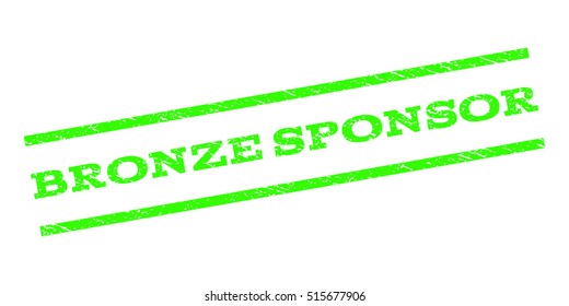 Bronze Sponsor watermark stamp. Text tag between parallel lines with grunge design style. Rubber seal stamp with dirty texture. Vector light green color ink imprint on a white background.