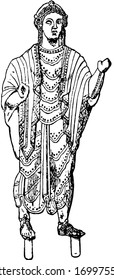 Bronze Statuette is can be used for statues, its a single or in groups, vintage line drawing or engraving illustration.