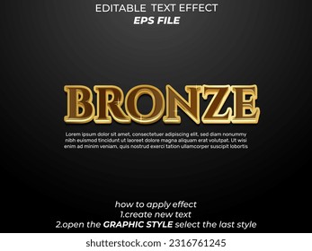 bronze text effect, font editable, typography, 3d text. vector template