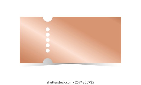 Bronze ticket template. Empty copper coupon blank. Vector illustration on white background