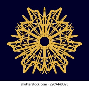 Bronze trinity mandala with a round hole in the center for laser cutting. Woodcarving, metal carving. Vinyl cutout. Vector coaster design.