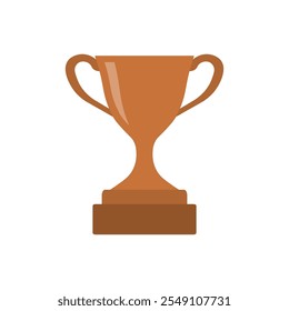 Bronze trophy cup icon. Vector illustration.
