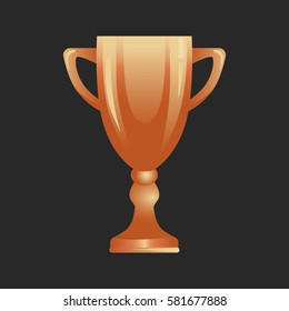 Bronze trophy cup icon for web and mobile design