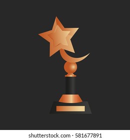 Bronze trophy cup icon for web and mobile design