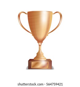 Bronze Trophy Cup. Winner Concept. Award Design. Isolated On White Background Vector Illustration