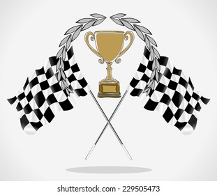 Bronze Trophy and Flag, vector