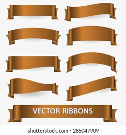 bronze various curved empty ribbon banners eps10