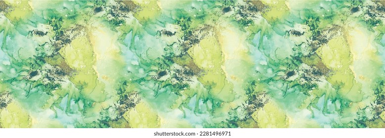 Bronze Vector Ink Watercolor. Light Seamless Pattern. Foil Marble Watercolor. Golden Alcohol Ink Canvas. Marble Green Water Color. Gold Abstract Background. Blue Art Paint. Luxury Abstract Template.