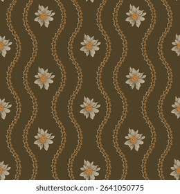 Bronze vector seamless floral columns repeat pattern tile background print, perfect for all uses