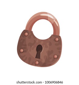 Bronze vintage old padlock vector Illustration