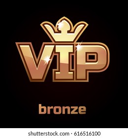 Bronze Vip vector symbol on black background, set 3