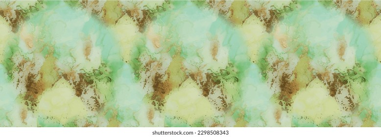 Bronze-Aquarell-Hintergrund. Geode Elegantes Muster. Folie Nahtlose Aquarellfarbe. Blauer Kunstmaler. Golden Vector Ink Marmor. Marmor grüner Alkohol Tinte. goldener Marmor-Hintergrund. Vektornahtlose Vorlage.