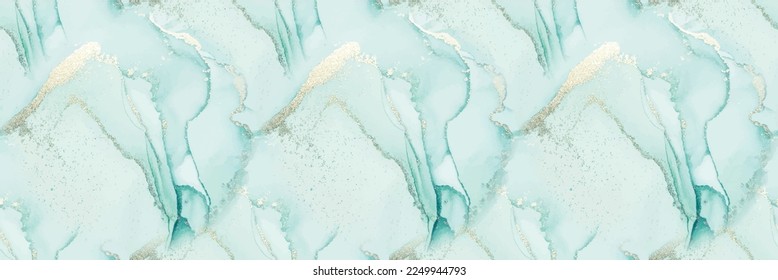 Bronze Water Color Background. Golden Vector Ink Marble. Foil Ink Paint. Gold Seamless Watercolor. Geode Seamless Repeat. Green Marble Background. Marble Blue Alcohol Ink. Modern Abstract Template.