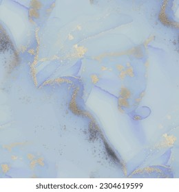 Bronze Aquarellmuster Marmor gefärbt Wasserfarbe. Folie Nahtloser Hintergrund. Gold Alkohol Tinte Marmor. Flüssigkeitsfarben ohne Nahtlose Wasserfarbe. Golden Vector Ink Marmor. Blaue Tinte. Luxuriöse abstrakte Kunstmalerei