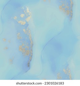 Bronze Watercolor Pattern. Luxury Alcohol Ink Canvas. Vector Elegant Watercolor. Blue Vector Ink Marble. Blue Oriental Watercolor. Foil Marble Background. Gold Ink Paint. Luxury Seamless Art Template
