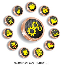 bronze web icon set (vector, CMYK)