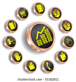 bronze web icon set (vector, CMYK)