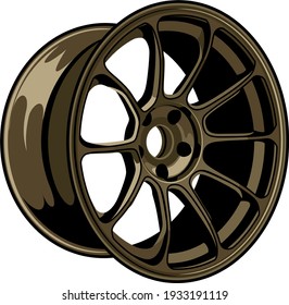 Bronze wheel car rim vector illustration