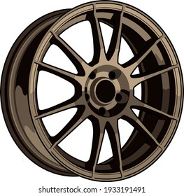 Bronze wheel car rim vector illustration